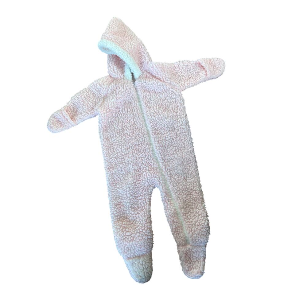 Vintage‎ cuddle time hooded pink fuzzy infant one piece suit